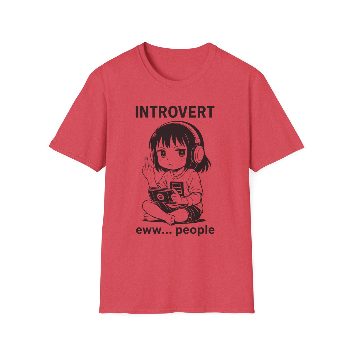 Introvert Anime Girl with Headphones Funny Graphic T-Shirt