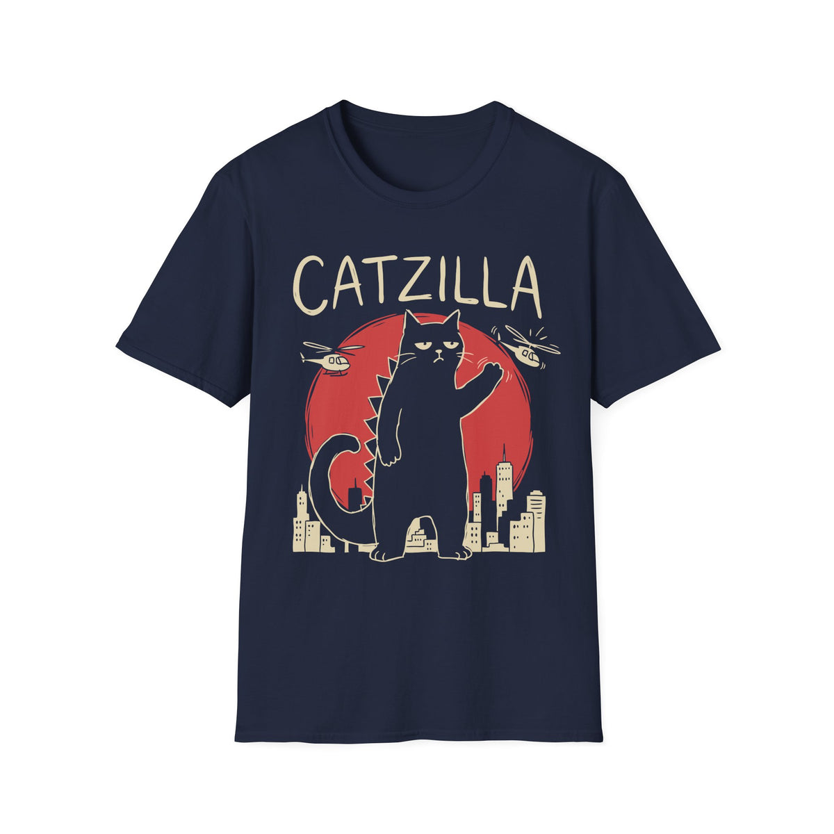 Cute Lazy Catzilla Skyline T-Shirt
