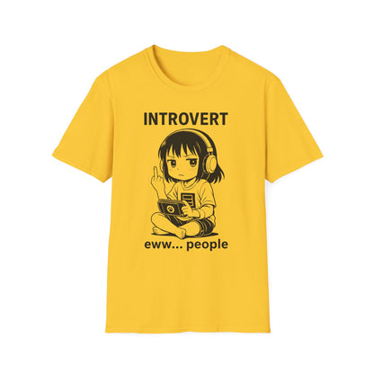 Introvert Anime Girl with Headphones Funny Graphic T-Shirt