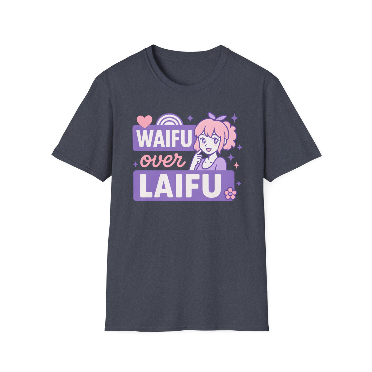Waifu Over Laifu Anime Girl Heart Rainbow Kawaii T-Shirt