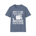 Just A Girl Loves Anime Sketching T-Shirt