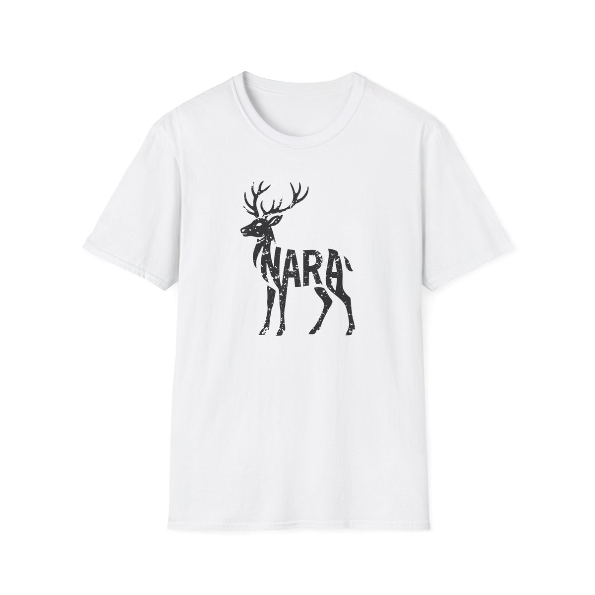 Deer Silhouette with Nara Grunge Effect Graphic T-Shirt