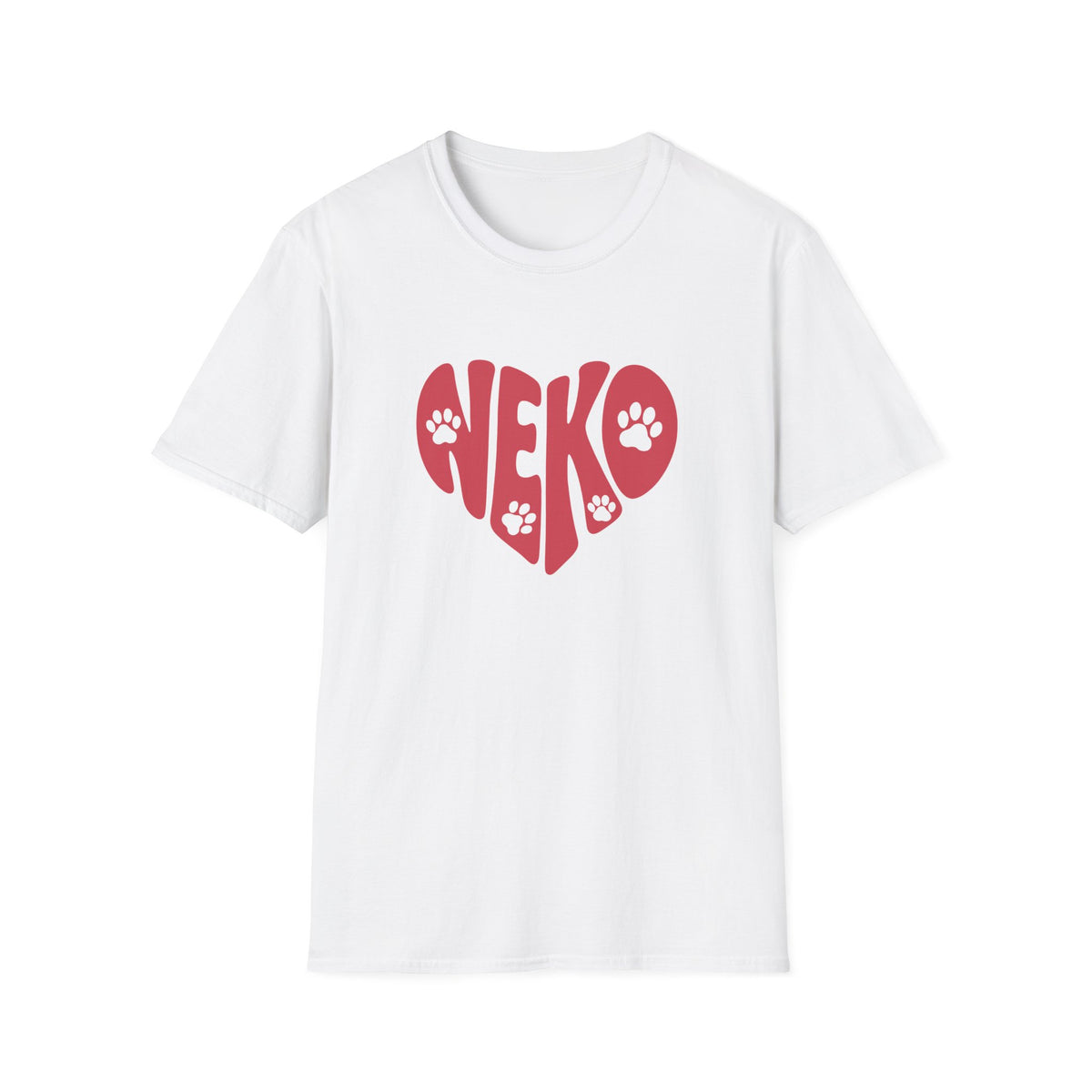 Neko Japanese Word with Cat Paws Heart Shape Design T-Shirt