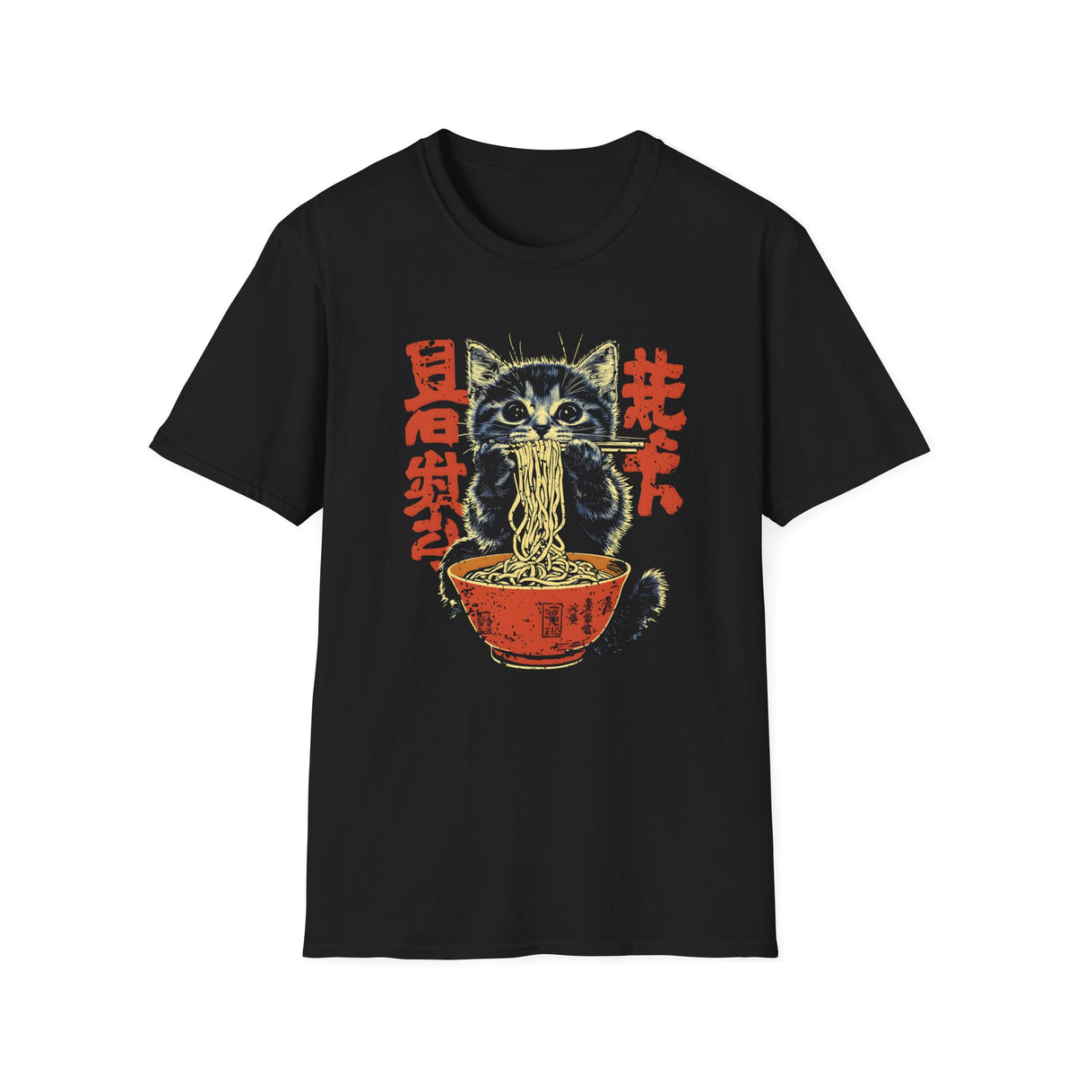 Neko Loves Ramen Noodles Japanese Anime Manga T-Shirt