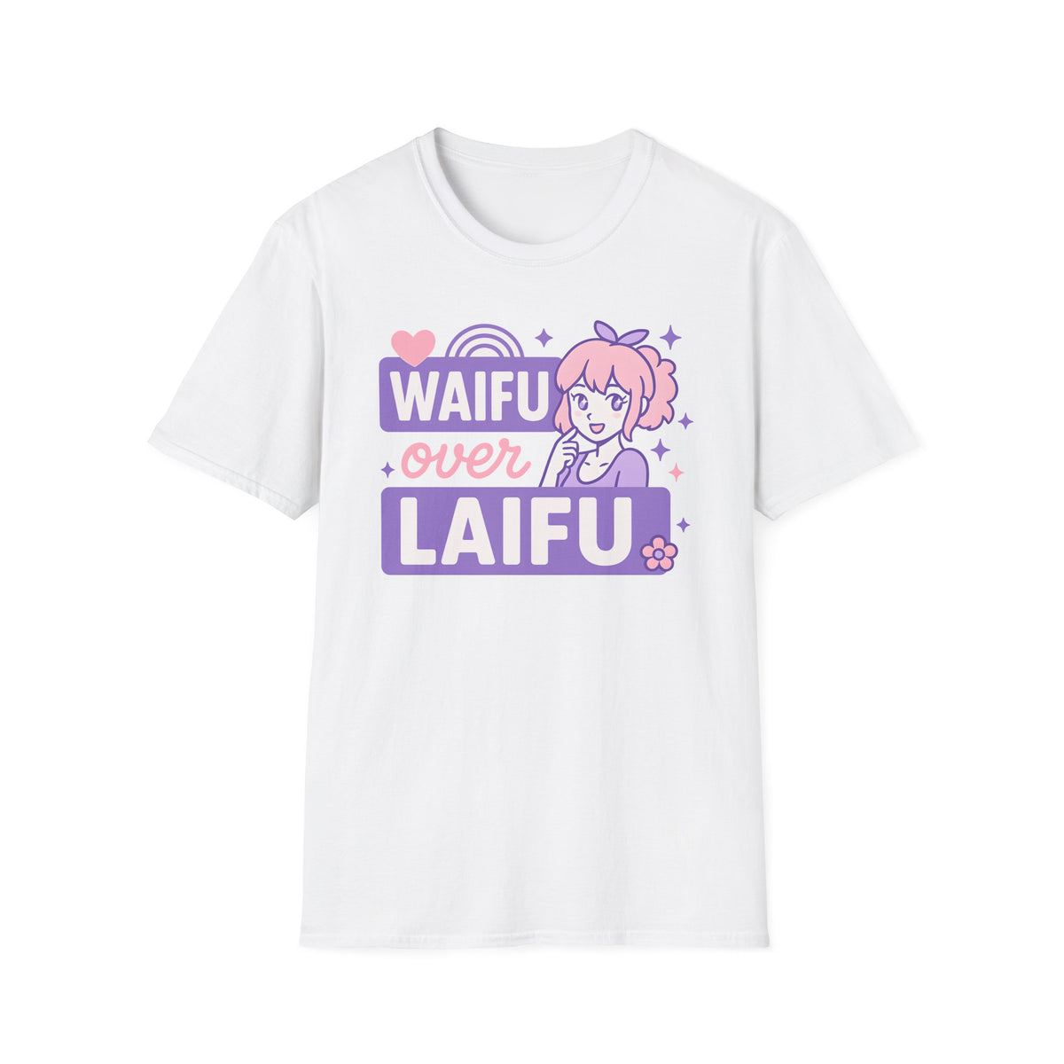 Waifu Over Laifu Anime Girl Heart Rainbow Kawaii T-Shirt