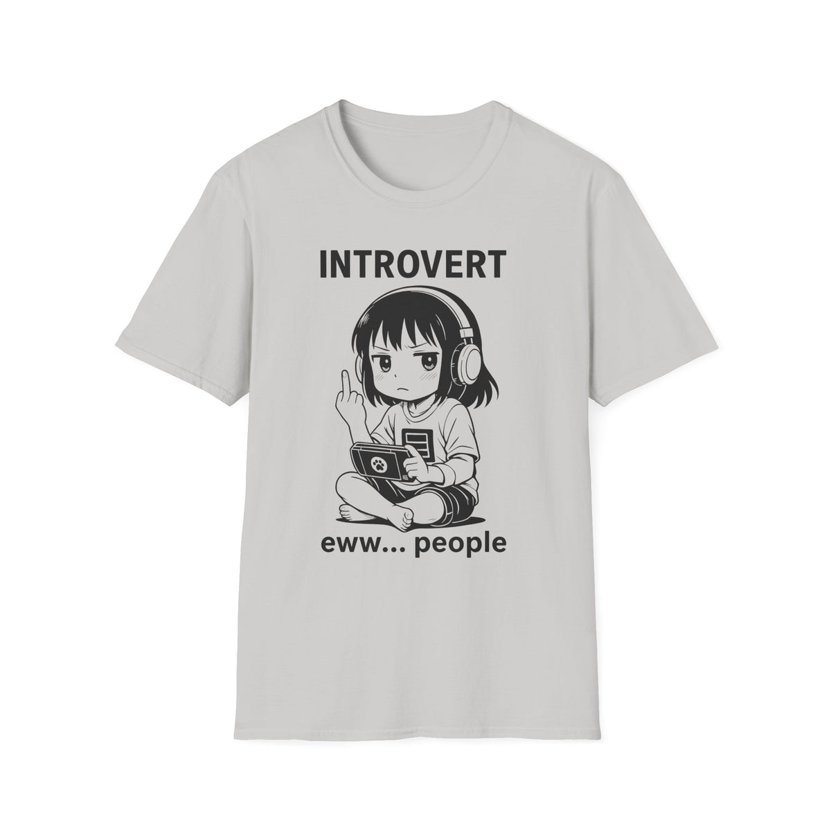 Introvert Anime Girl with Headphones Funny Graphic T-Shirt
