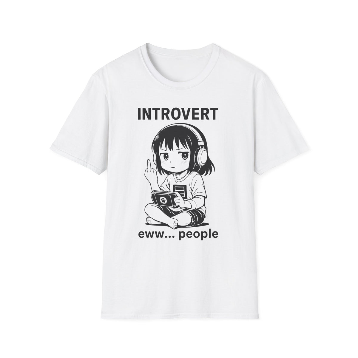 Introvert Anime Girl with Headphones Funny Graphic T-Shirt