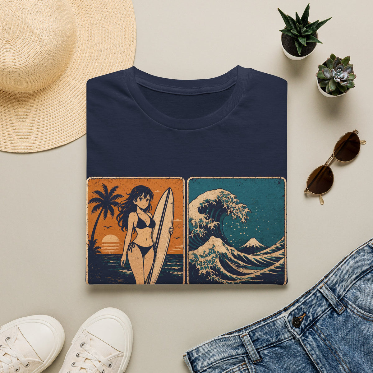 Retro Kanagawa Surf - Waifu Aesthetic Shirt