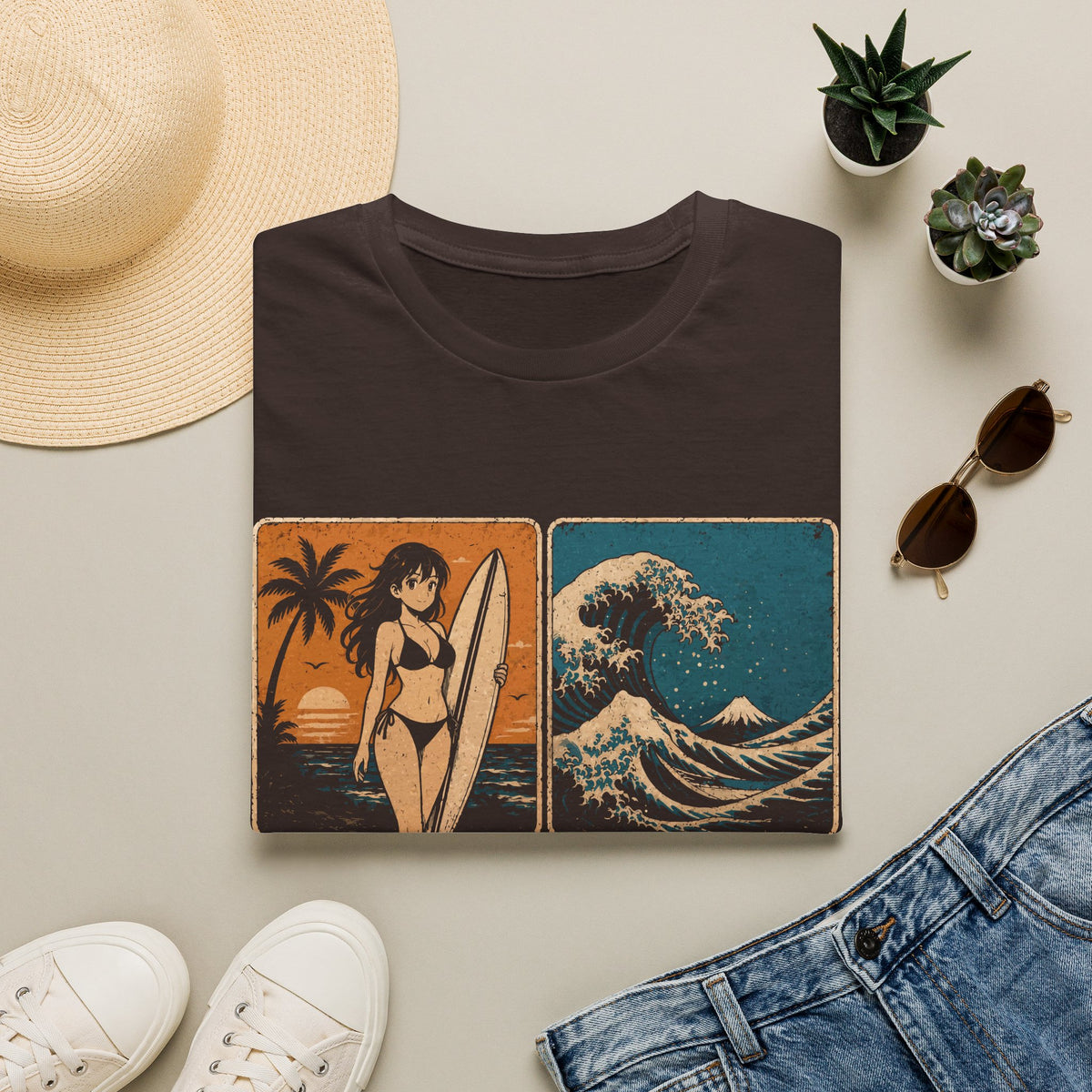 Retro Kanagawa Surf - Waifu Aesthetic Shirt
