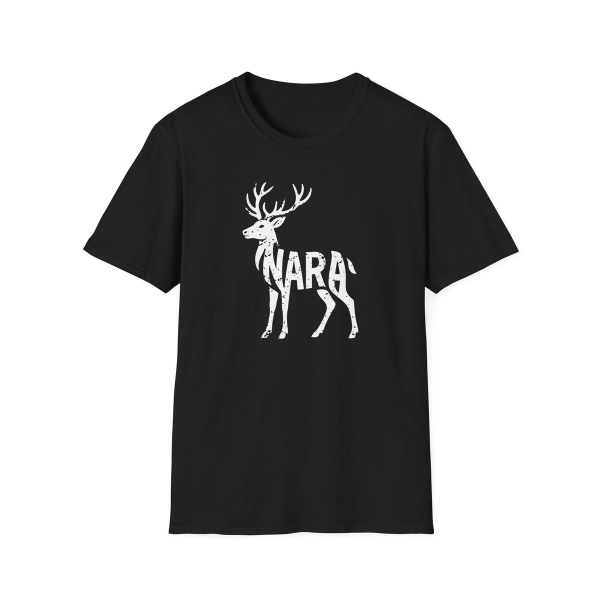 Deer Silhouette with Nara Grunge Effect Graphic T-Shirt