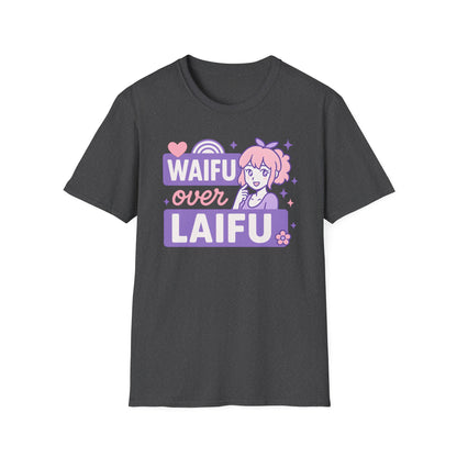 Waifu Over Laifu Anime Girl Heart Rainbow Kawaii T-Shirt
